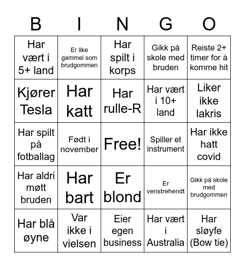 Finn gjesten! Bingo Card