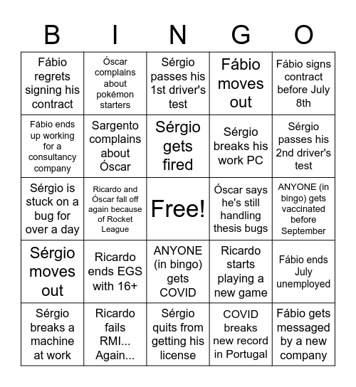 Filler Bingo Card