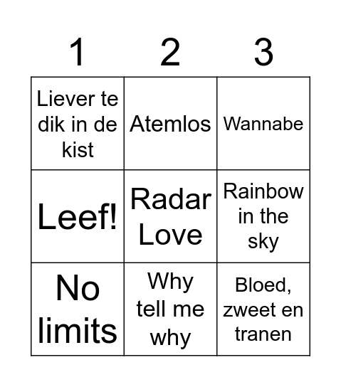 Buiten Westen Bingo Card