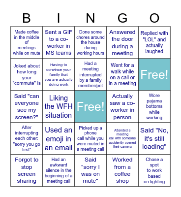 Remote Work BINGO Card