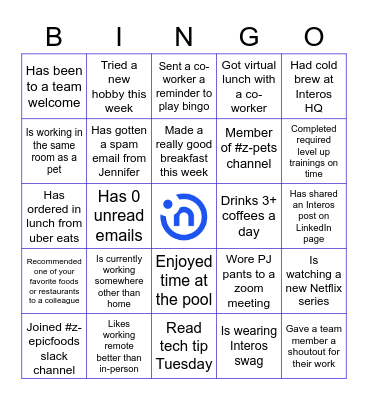 Interos Bingo Card