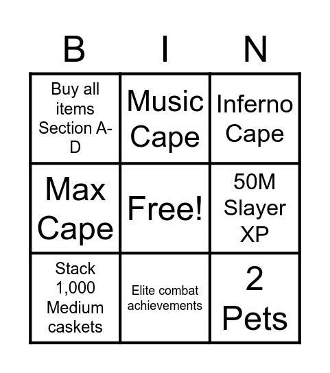 Ultimate OSRS Bingo Card