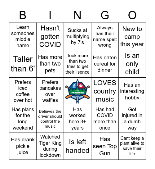 Camp Manitou Bingo Card