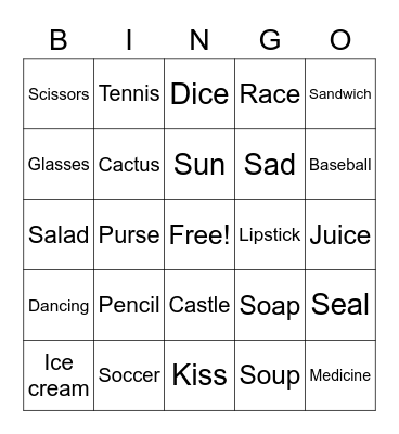 /S/ Word Bingo! Bingo Card