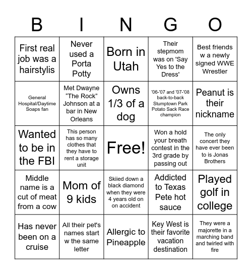CSC Fun Facts Bingo Card