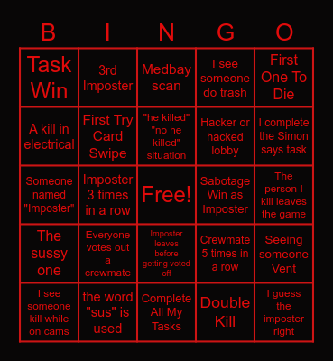 Among Us Bingo Ep1 Bingo Card