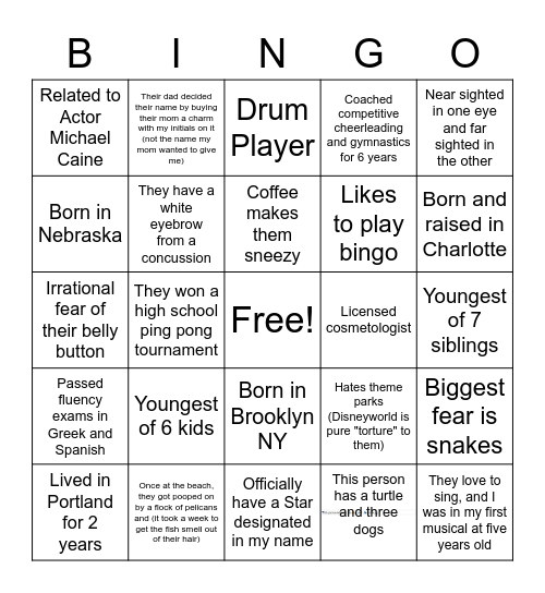 CSC Fun Facts Bingo Card