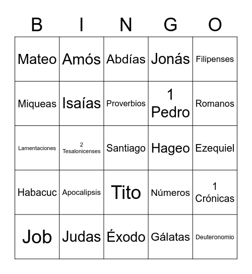 Bingo Bíblico Bingo Card