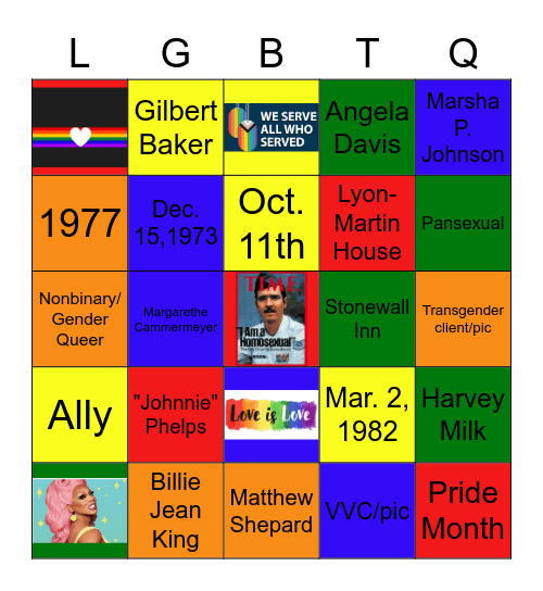 PCT Pride Month Bingo Card