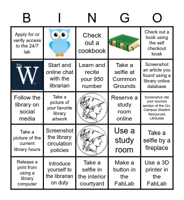 Fant Memorial Library Bingo Card