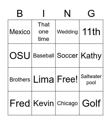 Lima Bingo Card