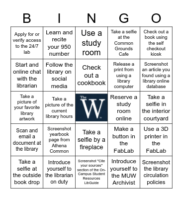 Fant Memorial Library Bingo Card