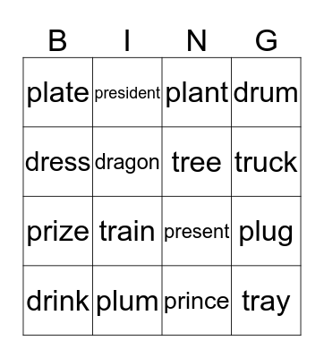 pl pr dr tr BINGO Card