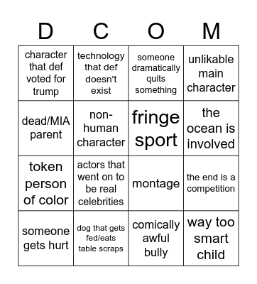 DCOMs 1997-2013 Bingo Card