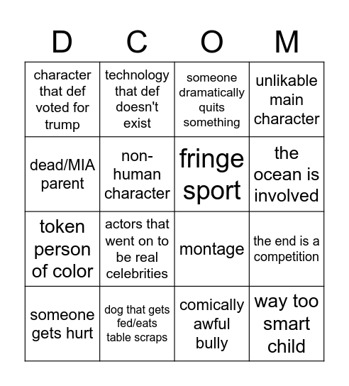 DCOMs 1997-2013 Bingo Card