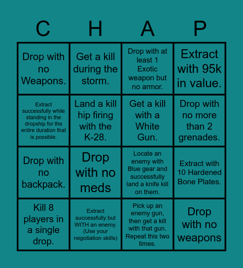 The Cycler for CHAPO Bingo Card