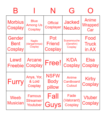 ANIME EXPO 2022 BINGO Card