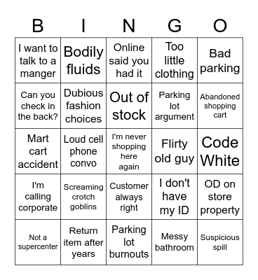 Walmart - First of the Month Bingo Card