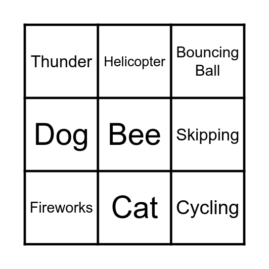 Sound Bingo Card