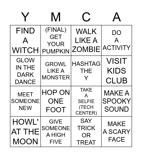 #YSpooktacular Bingo Card