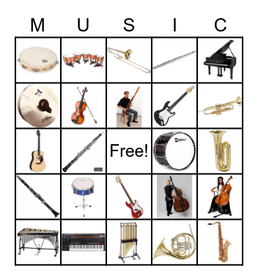 Musical Instrument Bingo Card