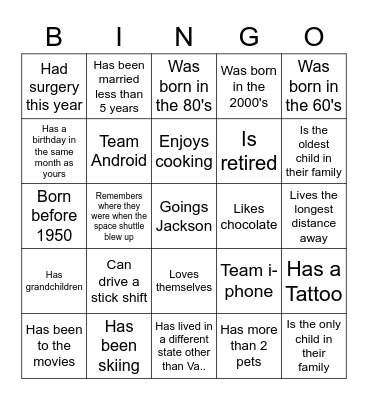 Goings/ Jackson Family Reunion BINGO Card