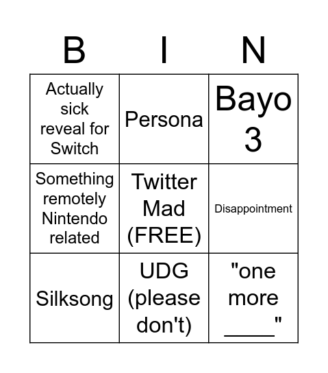 Mini Direct, Mini Bingo Card