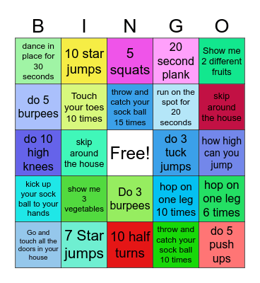 PE Bingo Card