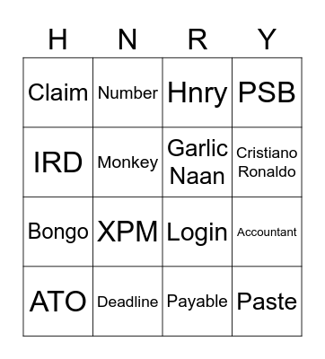 Tax time = fun time Bingo Card