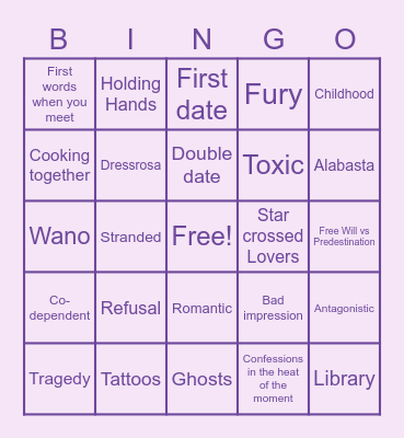 OP Soulmates Bingo Card