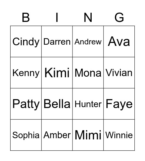 3B students Bingo Card