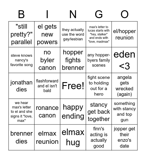 st4 hopes Bingo Card