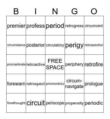 RHW #3, 4, and 5 Bingo Card
