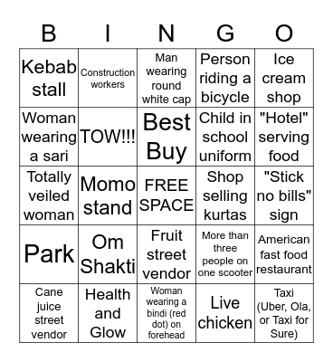 Day One Bingo! Bingo Card