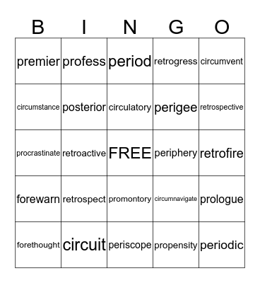 RHW #3, 4, and 5 Bingo Card