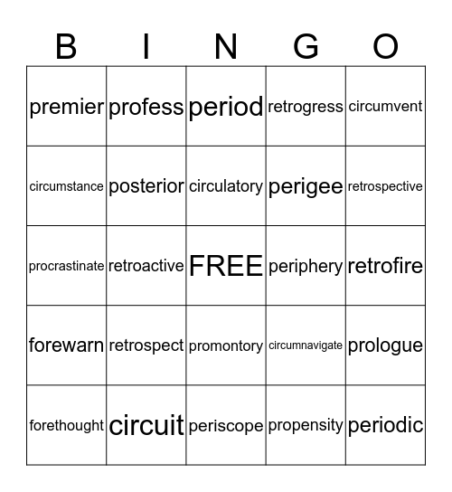 RHW #3, 4, and 5 Bingo Card
