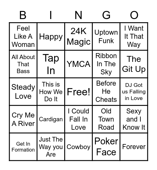 Music Bingo Card