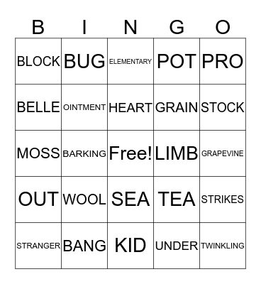 COMMON PHRASES Bingo Card