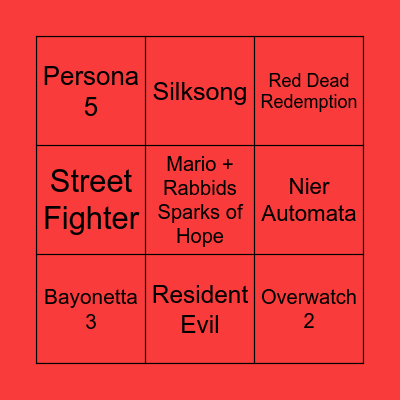 Nintendo Direct mini partner showcase Bingo Card
