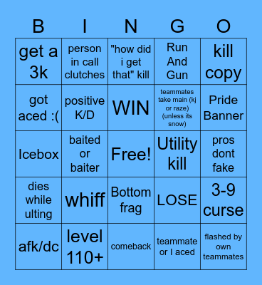 valorant Bingo Card