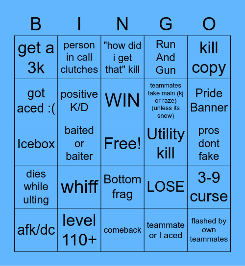 valorant Bingo Card