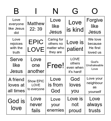 EPIC LOVE BINGO Card