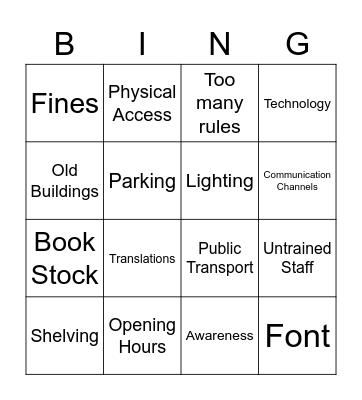 Equality Barriers in Libraries Bingo Card