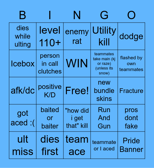valorant Bingo Card