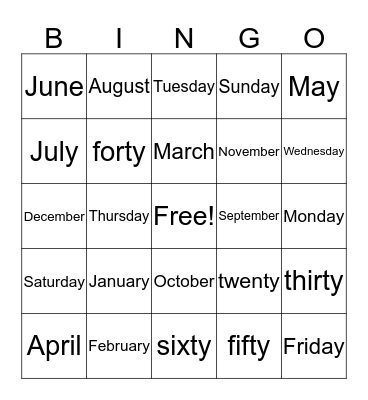 The year Bingo Card
