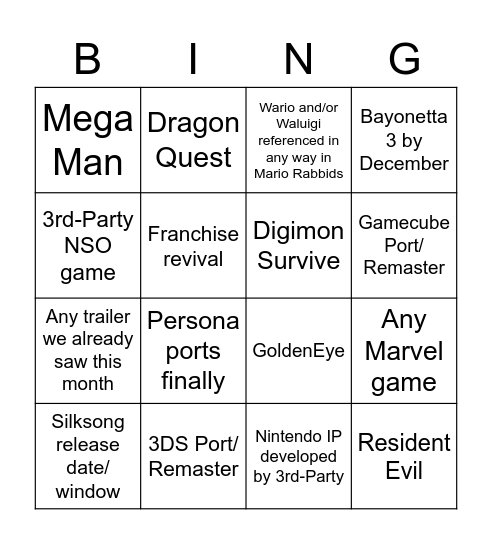 Mini Partner Showcase thing Bingo Card