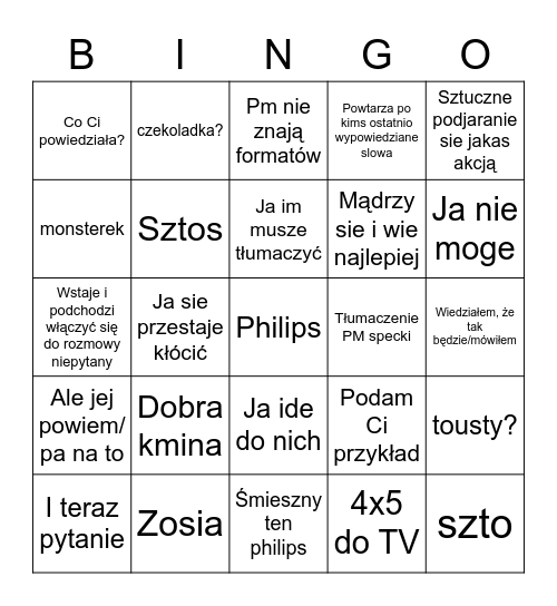 Domingo Bingo Card