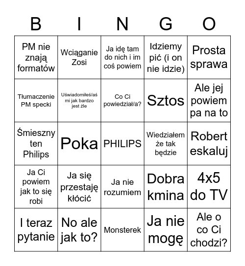 Teksty Dominika Bingo Card