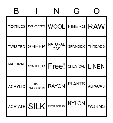 4-H TEXTILE BINGO Card