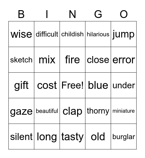 synonym-bingo-card